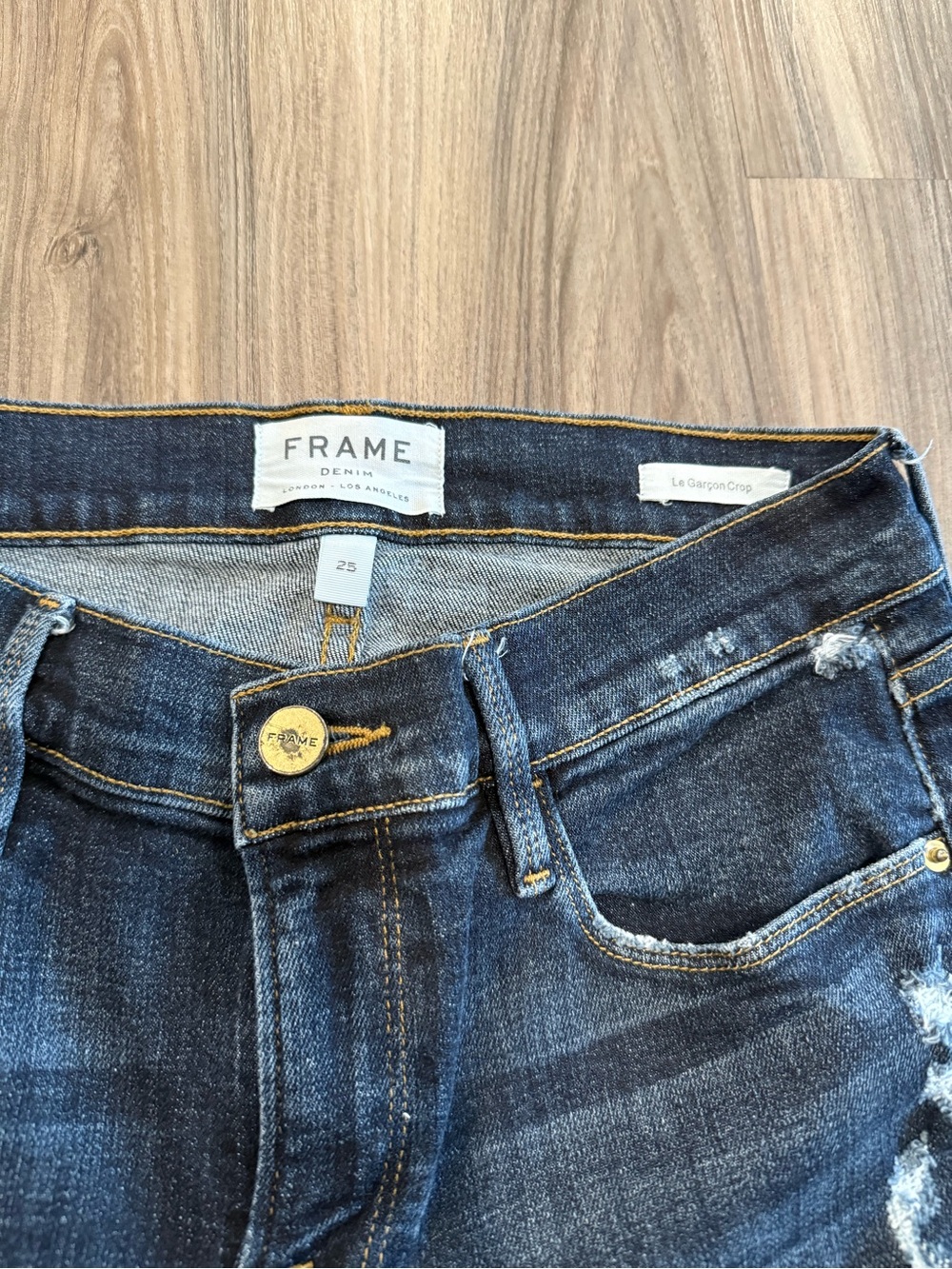 Frame Denim Dark Blue Le Garçon Crop Ankle Jeans Size 25 - Picture 8 of 13